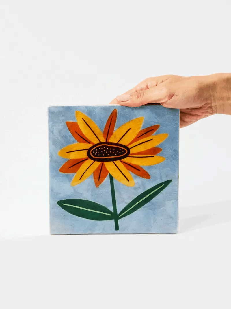 Sunflower square hanging wall tile