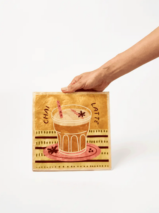 Capiz-shell chai latte hanging wall tile