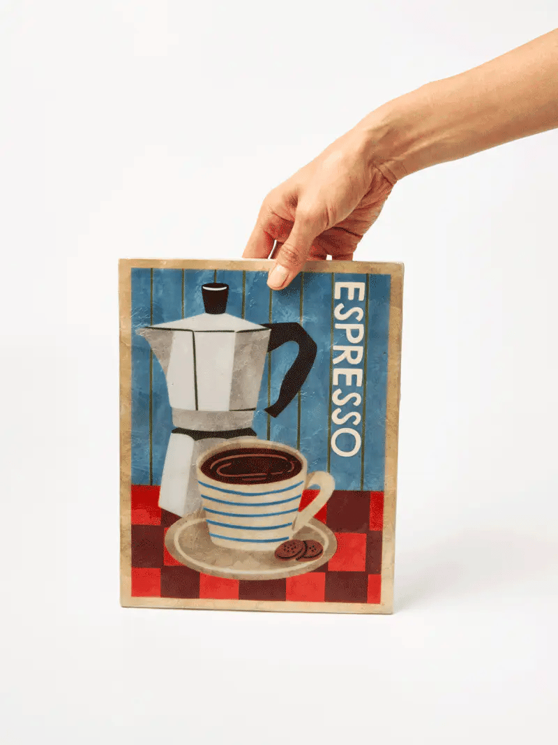 Capiz-shell espresso hanging wall tile