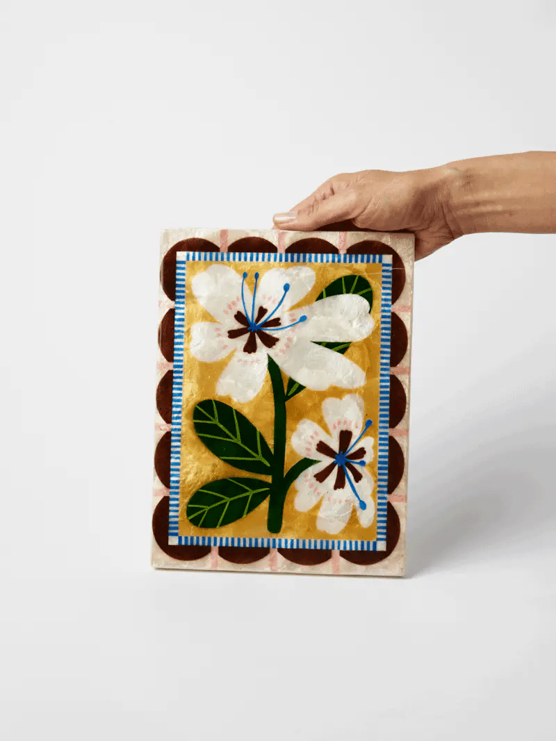 White Floral Capiz-Shell Wall Tile